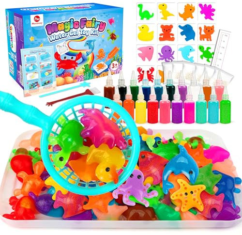 Mocoosy 20 Farben Magisches Wasserelfen Spielzeug Kit, Kreatives Geschenk für Kinder Alter 3-12, Aqua Fairy Wassergel Kit mit 20 Magic Gel und 16 Form, 3D Water Elf Toy DIY Handwerk für Kinder ab 3+