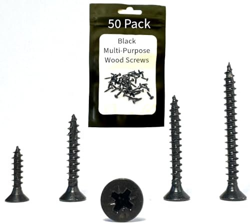 3.5 x 16mm - Self Tapping - Black Multi Purpose Wood Screws - Pozi Countersunk - Perfect For Decking,Hardwood, Softwood, Chipboard, MDF, Plastic, Thin Sheet Metal - 50 Pack