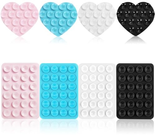 8 PCS Silicone Suction Phone Case Mount, Non Slip Adhesive Suction Cup Mobile Phone Holder Accessory Phone Sticky Pad Grip