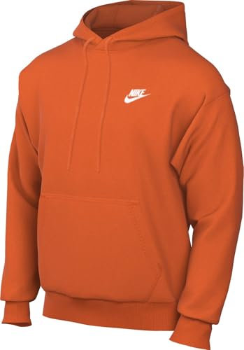 Nike Sportswear Club Fleece Hoodie, Safety Orange/Safety Orange/White, BV2654-819, L