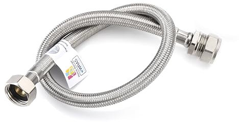 Home Range 500mm WRAS Approved15mm Compression x 1/2 |7 Lengths| Flexi Pipe Connector, BSP Fitting, 304 Stainless Steel, Rust & Lead-Free Flexible Hose for Kitchen & Bathroom