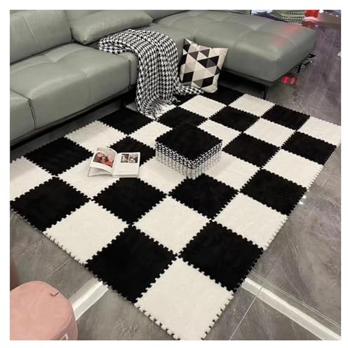 12pcs Carpet Squares Puzzle Floor Mat, Plush Interlocking Carpet Tiles, Anti Slip EVA Foam Floor Tiles, Area Rugs For Bedroom Playroom