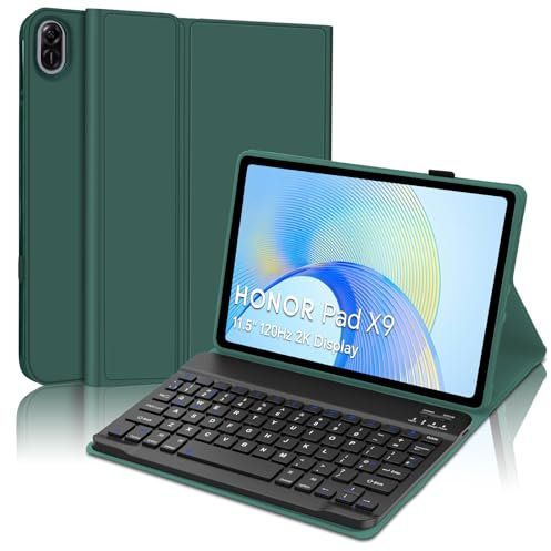 SENGBIRCH Keyboard Case for Honor Pad X9 11.5'' 2023 - Detachable Wireless Bluetooth Keyboard, Protective Cover for Honor Pad X9 11.5'' with Keyboard, Deep Green