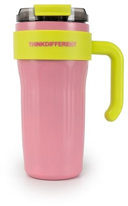 BESCH Botella Térmica de 860ml con Mango, Pajita Metálica Reutilizable Antiderrames para Bebidas Calientes y Frías con Tapa Abatible - Termo Ideal para Oficina, Viajes y Deporte