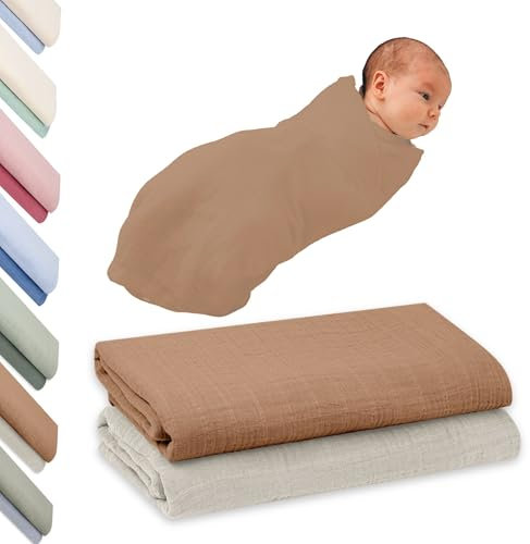 furora BABY Mulltücher Baby 120x120 cm XXL groß | super Soft Musselin, Bio-Baumwolle, Oeko-TEX 100: schadstofffrei | Pucktuch Musselintuch Baby Spucktücher Mullwindeln, Neugeborene Swaddle