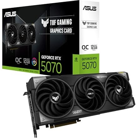 ASUS TUF Gaming GeForce RTX 5070 12GB GDDR7 OC Edition Grafikkarte (NVIDIA Blackwell Architektur und DLSS 4, 2,5-Slot Design, SSF, PCIe 5.0, 3X DisplayPort 2.1b, 2X HDMI 2.1b)