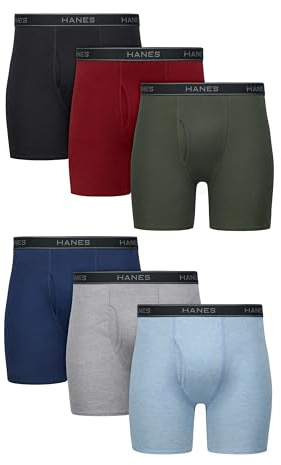 Hanes Men's Boxer Brief Underwear, Cool DRI Moisture-Wicking Underwear for Men, 6-Pack