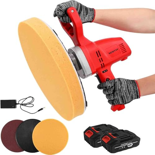 Electric Concrete Trowel Machine 40-300r/min - Brushless Wall Smoother,Wall Smoothing Polisher with 6 Variable Speed, Multi-Function Sander Grinder for Concrete Wall,2battery,2batteries