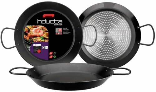 Levitantes Induktionspfanne aus Aluminium, Ø 42 cm, ideal für die Zubereitung von Paella und Reis in modernen Küchen.