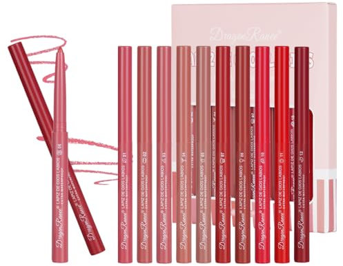 LOPHE Delineador de Labios, 12 Colores Juego de Delineadores de Labios Mate, Perfilador Labios Retráctil, Textura Suave, Duradero y Resistente al Agua, Crea Lips Atractivos y Carnosos (Estilo A)
