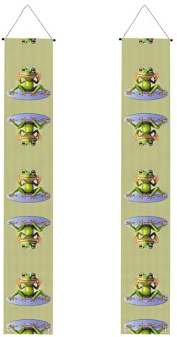 JKDGOJ Der lustige Frosch macht Yoga-Bild, Wandbehang, Banner zum Aufhängen, für den Innen- und Außenbereich, 30,5 x 180 cm