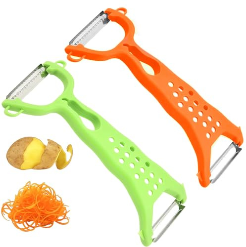 SINZONeu® Râpe Légumes Double Face, Éplucheur Double Face Inox - 2-en-1 pour Épluchage et Julienne, Poignée Ergonomique Anti-dérapante