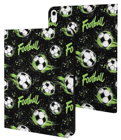 Compatible with iPad A16 Case 11 Inch 2025, Slim Green Football Print Tablet Cover Compatible with iPad 10th Generation Case 10.9 Inch 2022 with Stand Auto Wake/Sleep