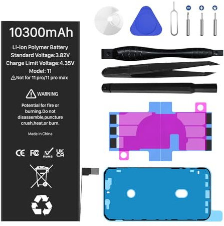 [10300mAh] Battery for iPhone 11, 2026 New Upgrade High Capacity 0 Cycle Battery Replacement for iPhone 11, A2111,A2221,A2223 With Professional Tools