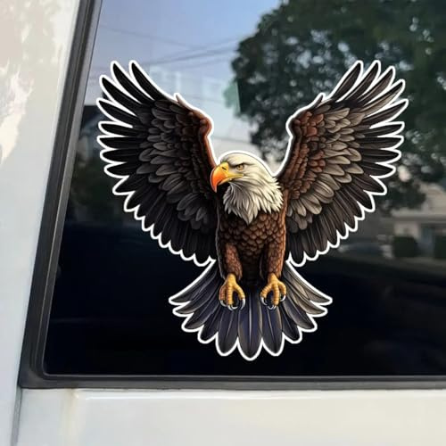 2 Stück 13 x 12,5 cm große Vinyl-Aufkleber mit fliegendem Adler, wasserfest, dekorativ für Autos, Laptops, Motorräder, LKWs und Fensterscheiben | #DZ187