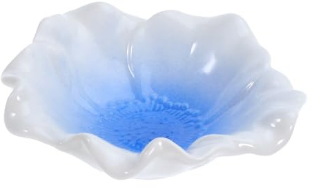 Ipetboom Vide-Poches en Céramique Bleu Dégradé à Motif Floral Plateau Porte-Bijoux pour Bagues Bracelets et Boucles D’Oreilles Coupelle Décorative Petite Taille Organisateur pour Table