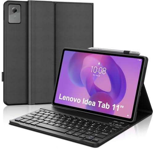 Tiiomioon Funda Teclado para Lenovo Idea Tab 11'' 2025/ Tab M11 2024-Negro | Teclado Bluetooth Español Ñ para Lenovo Idea Tab 11'', Funda para Lenovo Idea Tab 11'' 2025 con Teclado Inalámbrico Delgado