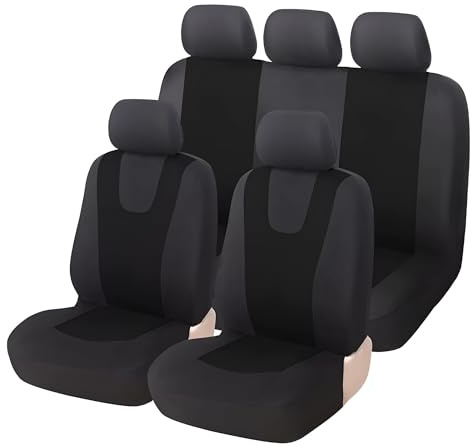 AutAng Sitzbezüge Schonbezug Sitzauflage Für VW Für Volkswagen Golf Passat Polo Tiguan Touareg Touran Jetta Beetle Bora Caddy Cc b7 EOS Id.3 4 5 Jetta Lupo Sharan T-Cross Taigo Up Vento (Schwarz)