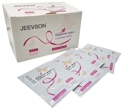 Jeevson Individually Wrapped Flushable Intimate Wipes-Excellent for Travel (10 boxes) 30 wipes per box