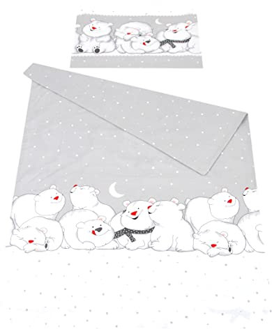 Babylux Bettwäsche Bezug 2 TLG. 100 x 135 cm Kinderbettwäsche Bettwäsche Bettset Babybettwäsche (84. Bäre Grau)