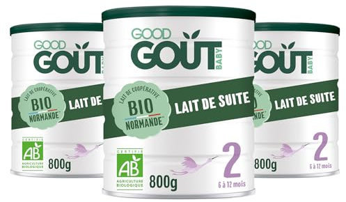 GOOD GOÛT - Lait Infantile 2Ème Âge - Lait de Suite Format Poudre - de 6 à 12 Mois - sans Huile de Palme - sans Maltodextrine - Crème de Lait Bio - Fabriqué en Normandie - 800 g