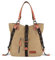 SHANGRI-LA Tote Purse Canvas Schultertasche Handtasche für Damen Casual School Boho Hobo Bag Rucksack Convertible Rucksack, khaki