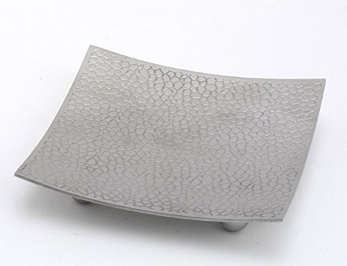 Kerzenteller, Dekoteller Quadrat Messing vernickelt Silber matt satiniert 10 x 10 cm