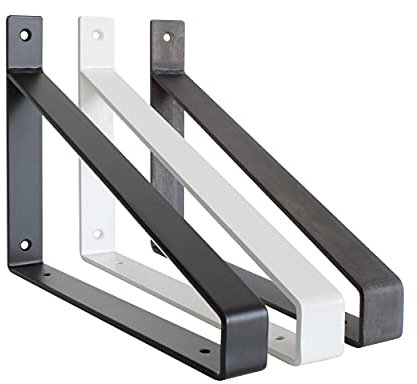 Natural Goods Berlin 2x Regalträger BERLIN-MITTE massiv Stahl Wandregal Regalhalterung Winkelträger Metall schwerlast Regalsystem Büro Bücherregal Schweberegal Wohnzimmer Bad Wandmontage (250mm, Weiß)