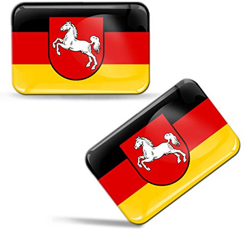 Biomar Labs® 2 x Aufkleber 3D Gel Silikon Stickers Niedersachsen Flagge Lower Saxony Flag Fahne Auto Motorrad Fahrrad Fenster Tür PC Handy Tablet Laptop F 102