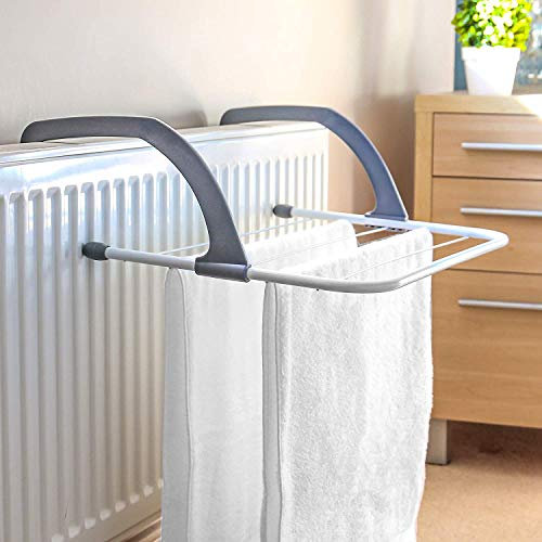 Rainberg 5 Bar Folding Airer Radiator Towel Holder Clothes Dryer Drying Rack Rail | Install in any Room