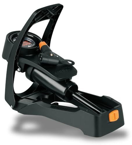 SKS GERMANY AIRSTEP DIGI Fußpumpe mit Digitalmanometer (Luftpumpe für alle Ventilarten, rückenschonend, LED-Manometer, max. Druck: 7 bar/102 PSI), Schwarz