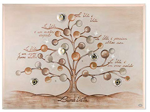 Quadro Albero Buona Vita Frasi Madre Teresa Argento Misura 25X33 Regalo Matrimonio QD.78