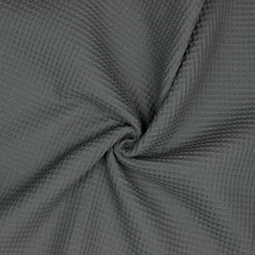 VmG-Store Waffelpique Meterware Waffel Stoff 100% Baumwollstoff Tex 100 (002 I Anthrazit, 50 x 150cm)