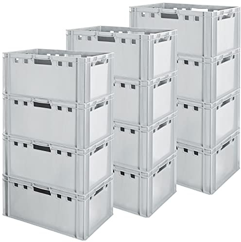 Fleischkiste E3 Fleischkiste Grau Fleischerkiste Fleischkisten Kiste Fleischkiste Eurobox Lebensmittelecht 60 x 40 Metzgerkiste Auswahl Kingpower, Anzahl:12