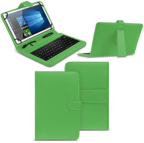NAmobile Tastatur Schutzhülle kompatibel für Wortmann Terra Pad 1006 Tasche Keyboard USB Hülle QWERTZ Standfunktion Universal Cover, Farben:Grün
