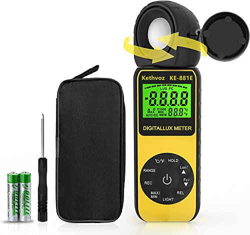 Kethvoz KE-881E - Misuratore di luce a LED, 300.000 lux, fotometro con testa girevole a 270°, per piante fotografiche