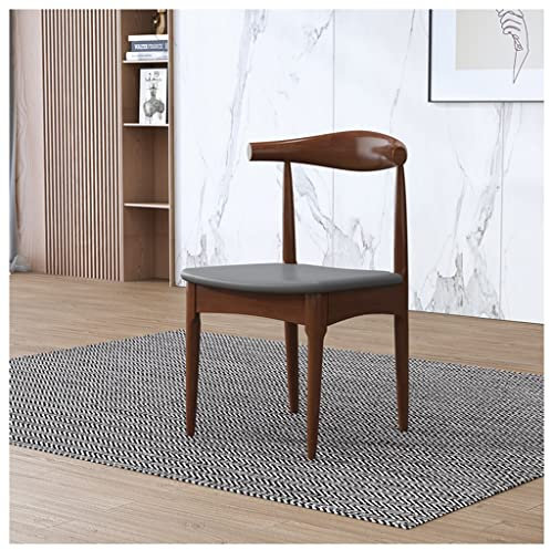 DUNAKE Esszimmerstuhl Leder, Bequemer Stuhl Für Kleine Räume, Armloser Holzstuhl Mit Lederkissen Mid Century Akzent Stuhl Für Küche Gast Esszimmer Schlafzimmer Beistellstuhl (Color : Style1)
