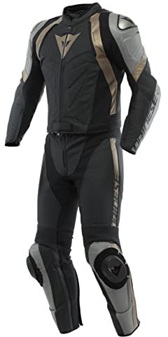 Dainese Avro 4 Herren Zweiteiler Lederkombi, schwarz-grau-fluogelb, 50