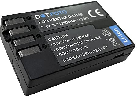Dot.Foto D-LI109 Premium Grande Capacité 7.4v / 1250mAh Batterie Rechargeable pour Pentax KP, K-30, K-50, K-70, K-500, K-r, K-S1, K-S2