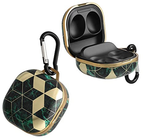 kwmobile Hülle kompatibel mit Samsung Galaxy Buds 2 Pro/Buds 2 / Buds Live - Schutzhülle Etui - Kopfhörer Case IMD Cover in Schwarz Gold Grün Marmor Mix
