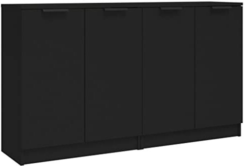 vidaXL 2× Buffets Armoires Latérales de Salle de Séjour Armoires de Rangement Meubles de Rangement Intérieur Noir 60x30x70 cm Bois d'Ingénierie