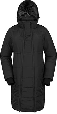 Mountain Warehouse Maternity Amethyst Womens Jacket | Ladies Water-Resistant Long Padded Rain Coat with Adjustable Hood & Hem for Pregnancy, Warm Padded Insulation, For Winter