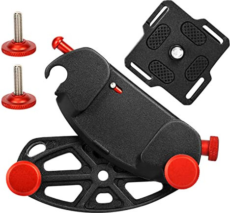 QKFON Zaino per fotocamera, clip per fotocamera, supporto per fotocamera, zaino in metallo, fotocamera con viti da 1/4 in, cintura e zaino, Nero , Taglia unica