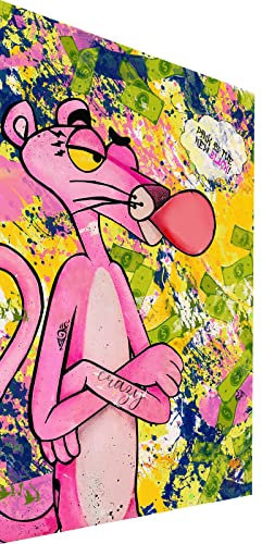 Magic Canvas Art Rosarote Panther Pop Art Leinwandbild 1- teilig Hochwertiger Kunstdruck Wandbilder – B8491, Material: Poster ungerahmt, Größe: 120x80 cm