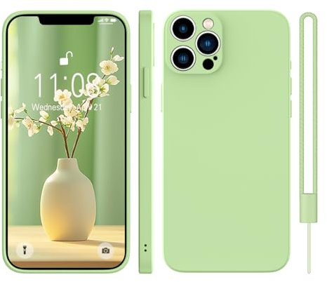 KPPIT Silicone Case for iPhone 15 Pro 6.1-Inch,Shockproof Cover with Microfiber Lining,Silky-Soft Touch Full-Body Protective Phone Case(Matcha green)