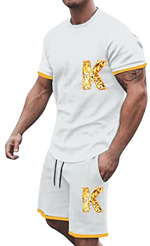 rtdgcv Trikot Set Kinder Herren 3D Kurzarm Anzug Shorts Beach Tropical HawaiianSS Body Sport Shorts Anzug Sportanzug Anzug Blau (White, XXXXL)