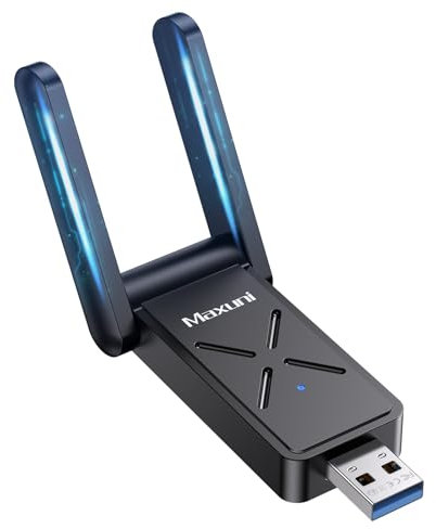 Maxuni USB WLAN Stick für PC, AC1300 USB 3.0 WLAN Adapter PC (867 Mbit/s 5GHz,400 Mbit/s 2.4GHz) Dual 2 x 5dBi WLAN Antenne for Laptop/Desktop/PC, Kompatibel mit Windows 11/10/8/7/Vista/XP