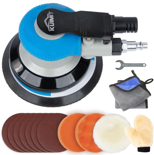 KUIMIT 6 Inches Air Random Orbital Sander, Pneumatic Palm Car Sanders for Wood Polisher Metal,and Auto Body Work, Da Sanders, Dual-Action Sander
