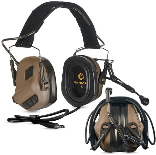 Earmor M32 PLUS 2024 Varsion Taktisches Headset für Jagd und Schießsport mit Mikrofon, Schallverstärkung, Nato TP120 Mantel, Grün (Braun)