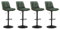 VASAGLE Barhocker 4er Set, Barstühle höhenverstellbar, drehbare Küchenhocker, gesteppter PU-Bezug, mit Rückenlehne und Fußstütze, Esszimmer, Theke, Stahl, waldgrün LJB295C01